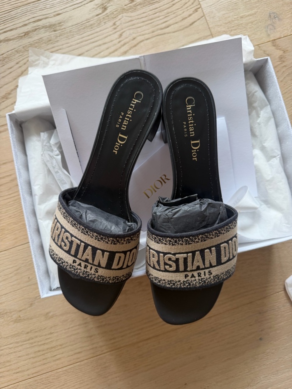 Christian Dior Deep Blue Dway Mules heeled 37.5 EU 100 % Authentic - Picture 13 of 16